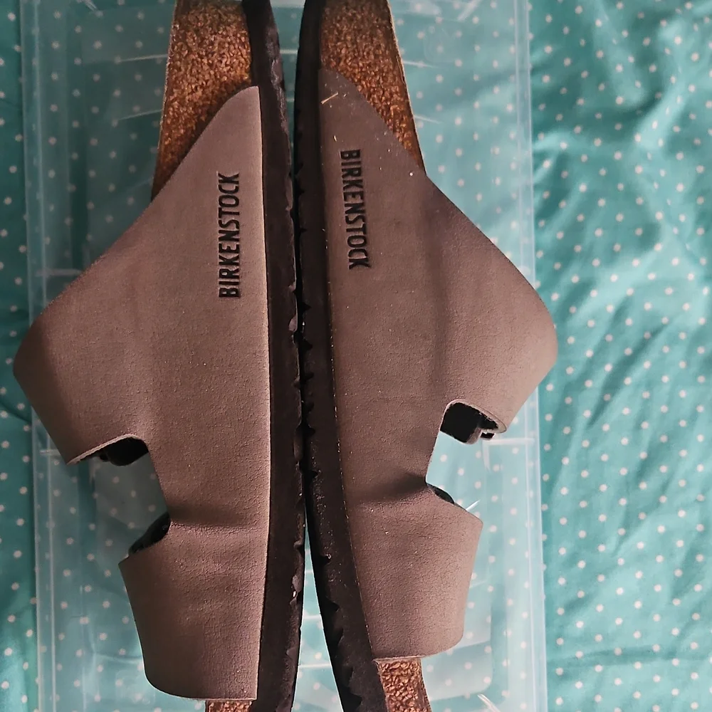 Birkenstock Brown Suede Double-Buckle Slides - Picture 3 of 7